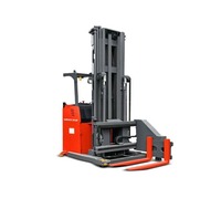 1.2ton Stand-on 3-WAY Pallet Stacker MC12 Forklift Lorong Sempit untuk Penumpukan dan Penanganan Barang di Rak Tinggi