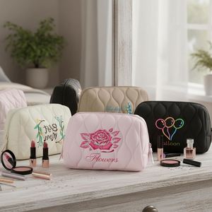 Bolsas de Maquillaje Personalizadas para Mujer, Bolsa de Cosméticos Acolchada para Viaje, Bolsa de Aseo con Apertura Amplia, Regalos de Boda para Invitados - Product Image 1