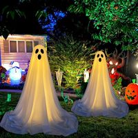 Décoration d'Halloween Lumineuse en Tissu de Soie pour Porche, Fantôme Debout pour Jardin, Emballée