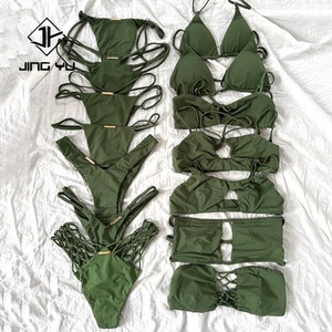 Nuevo Bikini Personalizado Vintage con Logotipo, Conjunto de Dos Piezas, Bikini Trenzado de Satén Personalizado para Mujer - Product Image 1