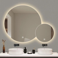 Miroir de salle de bain intelligent LED multifonctionnel de style moderne personnalisé en gros, double forme ronde pour les hôtels