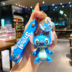 漫画ステッチ3Dシリコンキーホルダーペンダントクリエイティブ車キーリングバッグデコレーションアニメキーホルダーおもちゃ卸売 - Product Image 6