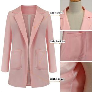 Frühling Herbst Damenmantel Einfarbiger Revers-Cardigan mit Taschen Übergröße Damen Eleganter Freizeitmantel - Product Image 4