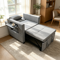 Canapé-lit convertible avec table pliante, en tissu et mousse haute densité, idéal pour les petits appartements