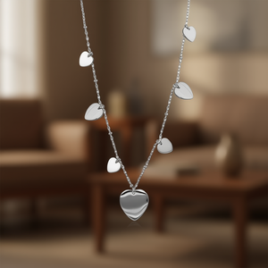 Collar con colgante de corazón Amy Amy, collar de cadena chapado en plata de acero inoxidable para mujer, joyería romántica para el día a día, regalo, C3007 - Product Image 2