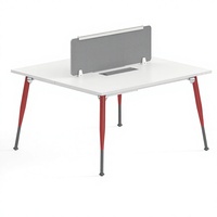Poste de travail de bureau, mobilier de bureau modulaire, bureau pour 2 personnes avec écran de confidentialité, table pour personnel pour espace de travail ouvert