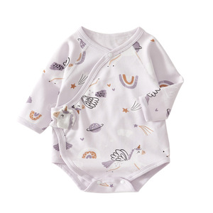 Pijama de algodón sin costuras para bebé, cálido, artesanal, para las cuatro estaciones, ropa de <span class=keywords><strong>recién</strong></span> nacido, mono triangular, pelele, traje para gatear - Product Image 1