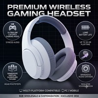 Casque de jeu sans fil OEM ODM avec suppression active du bruit, conception auriculaire, haut-parleur 50 mm, charge rapide, cuir et métal pour PC et mobile