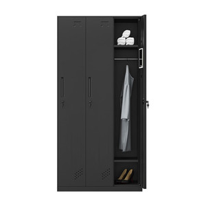 <span class=keywords><strong>Armario</strong></span> Metálico Negro de 3 Puertas, <span class=keywords><strong>Armario</strong></span> de Almacenamiento de Acero con <span class=keywords><strong>Espejo</strong></span> y Cerradura, para Dormitorio Familiar, Gimnasio, Vestuario, Dormitorio Escolar, Fábrica - Product Image 3