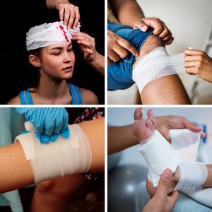 Venda de gasa médica profesional estéril de algodón PBT personalizada para el cuidado de heridas, vendaje para tobillo y rodilla - Product Image 5