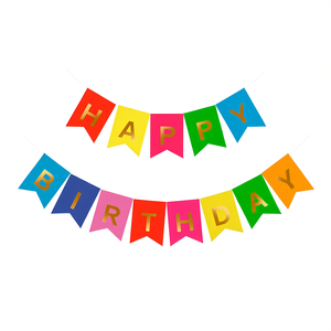 Guirlande Joyeux Anniversaire Lettres Multicolores Or 14 Pièces 4M Décorations de Fête - Product Image 2