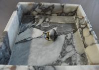 SHIHUI personnalisé luxe marbre océan tempête marbre fait autoportant piédestal évier carré lavabo marbre évier