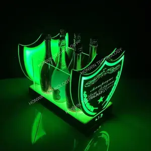 LED Green Light Dom Perignon Champagne Ice Bucket Bottle Cooler Glorifier Wine Bottles Tub Presenter Display Neon Refrigerator