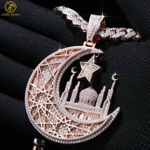 Di lusso personalizzato 925 argento ghiacciato Moissanite con ciondolo in stile Hip Hop Logo foto della luna collana e ciondoli unici 925 mancanti
