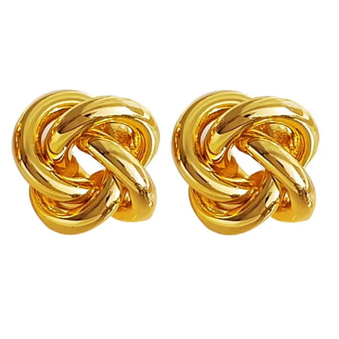 Simple fashion Stainless steel gold Knotted stud earrings woman earring