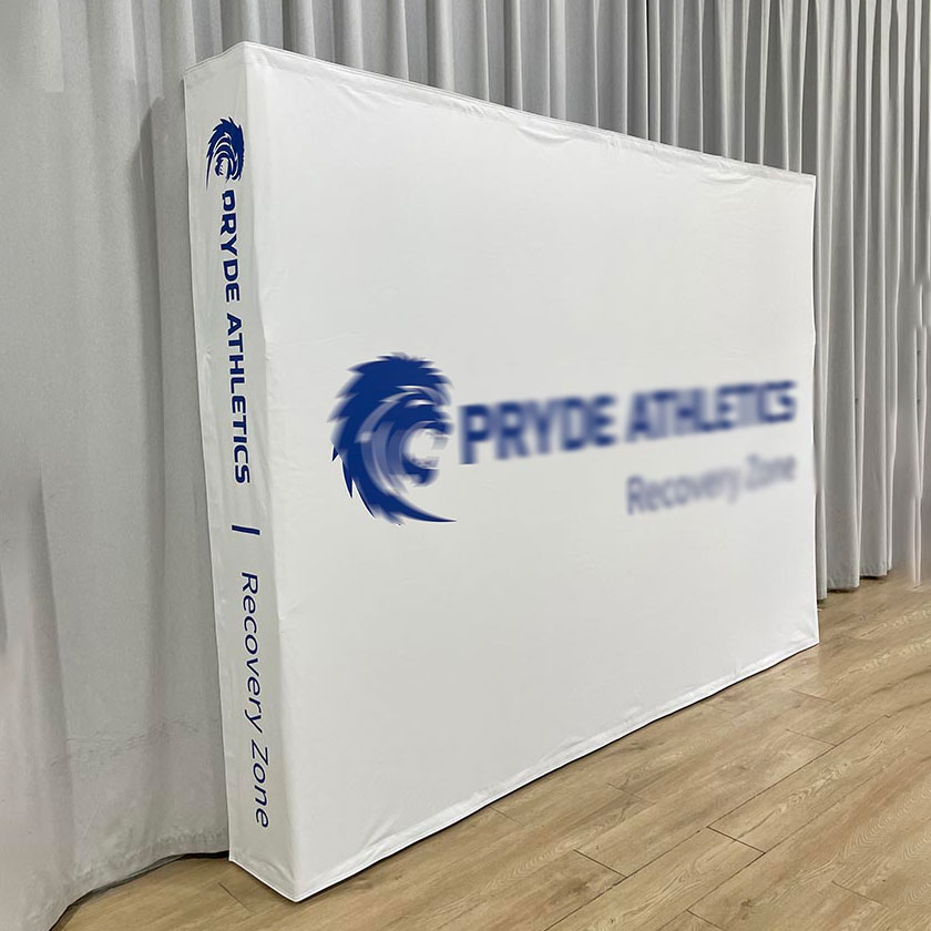 Custom Portable Exhibition Booth Wall Tension Fabric Banner with Stand Step and Repeat Backdrop Trade Show Pop up Display Stand