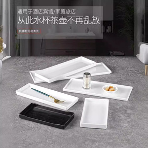 ถาดใส่ถ้วยชาทรงสี่เหลี่ยม เมลามีน สำหรับห้องพักโรงแรมและเกสต์เฮาส์ ถาดทรงแคบและยาวสำหรับใส่ถ้วยน้ำ ทรงยาวและ - Product Image 2