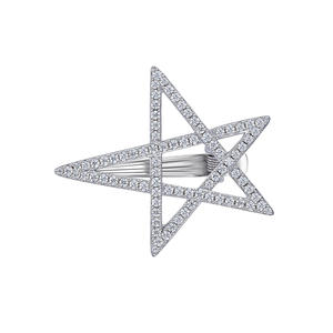 Pince à cheveux en argent sterling 925 en forme d'étoile, plaquée or, avec pendentif breloque en moissanite, design géométrique, tendance pour femme - Product Image 1