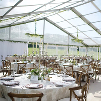 Grandes tentes de mariage transparentes personnalisables pour l'extérieur, salons professionnels, événements, 6x12m, double couche, chapiteau hexagonal, logo, 500 personnes