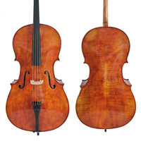 Handmade 4/4 Cello with Unique Flame Design Ebony Fingerboard Brazil Wood Bow Maple Back/Side/Face-All Spruce Material
