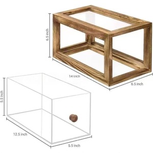 Transparent Wooden Bread Box Rectangle With Glass Door Storage Container For Bread And Pastries <b>Kitchen</b> Use - Product Image 4