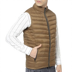 Chaleco Acolchado Marrón para Hombre, Sin Mangas, Cierre de Cremallera, Resistente al Agua y al Viento, Cuello Alto, Informal, para Invierno, Relleno de Poliéster - Product Image 6