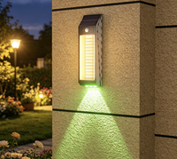 Lampe murale solaire à batterie lithium, étanche IP65, blanc chaud RGB avec détecteur de mouvement pour jardin extérieur et éclairage mural