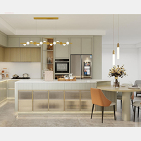 Móveis de Cozinha Modernos de Luxo Inteligentes com Armazenamento Modular e Integração de Conjunto de Madeira Personalizado