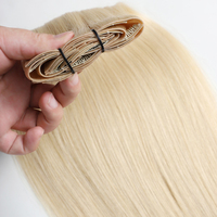 Usine d'extensions de cheveux humains à pince crue russe vierge de qualité supérieure trame de peau en PU injectée Invisible couleur claire vraie blonde naturelle