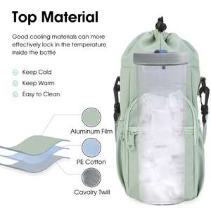 Custom Insulated Nylon Adjustable Shoulder Strap Crossbody Drawstring <b>Water</b> <b>Bottle</b> <b>Carrier</b> Sling Bag - Product Image 2
