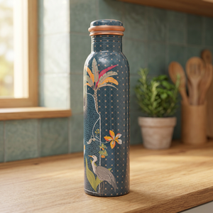 Bouteille d'eau en métal à motif floral avec couvercle, gourde de voyage portable - Product Image 6