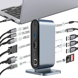 Base de Conexión Tipo C 12 en 1, USB 3.0, RJ45, Lector de Tarjetas TF y SD, Carga PD, HDTV 4K, VGA, 3.5mm, USB C para Macbook, Laptop, <span class=keywords><strong>PC</strong></span>, <span class=keywords><strong>Hub</strong></span> Tipo C - Product Image 2