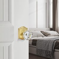 Poignées de porte de placard et de tiroir en laiton satiné de haute qualité avec cristal, style traditionnel, pour salle de bain et chambre, verrouillables, réglables, couleur or