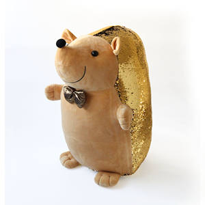 Coussin en tissu à paillettes dorées à pression, motif hérisson, réversible, en peluche, jouet animal - Product Image 5