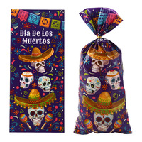 50 pièces mexicain jour des morts thème bonbons biscuits sacs crâne Opp cadeau emballage sacs pour anniversaire Halloween fête décoration
