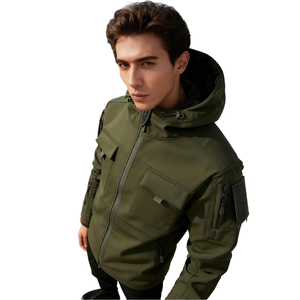 Traje de senderismo impermeable para hombre, chaqueta térmica de forro polar con capucha cortavientos para exteriores, servicio OEM - Product Image 1