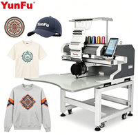 Machine à broder industrielle commerciale efficace à 1 tête et 12/15 aiguilles, stable et continue, pour broder les casquettes, les t-shirts et les badges de logo