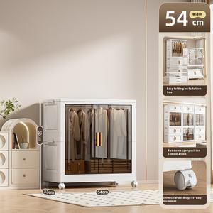 Henry ארון פלסטיק מודרני מתקפל ארון בגדים עם דלתות שקופות קיבולת גדולה לבית - Product Image 6