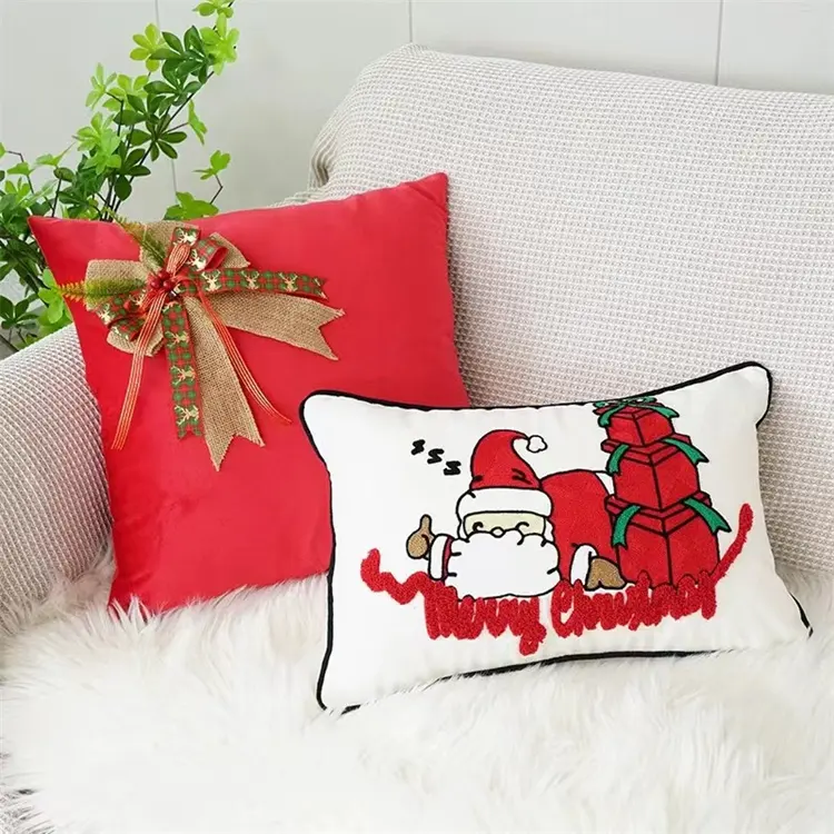 2022 New Arrival Winter Warm Santa Claus S Christmas Tree Cushion Covers Snowman Christmas Pillow Covers In STOCK