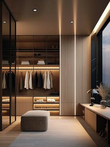 Armario Vestidor Personalizado sin Tiradores con Herrajes Ocultos para Almacenamiento en Espacios de Guardarropa Principales de Casas Contemporáneas - Product Image 1