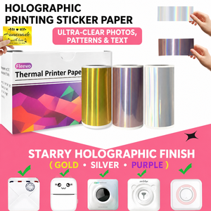 Rouleau de papier d'impression holographique miniature pour imprimantes portables HD, étiquettes rectangulaires synthétiques compatibles laser pour cadeaux et artisanat - Product Image 4