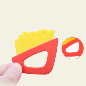 Juguete de dentición con forma de freír francés de silicona de venta al por mayor, juguete mordedor sensorial <span class=keywords><strong>para</strong></span> bebé, goma de mascar de silicona de grado alimenticio - Product Image 2