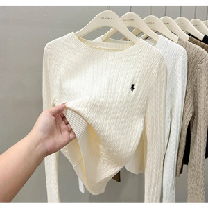 Pull en tricot blanc à manches longues pour femme, taille unique, couleur unie, style japonais coréen, loisirs, automne hiver 2024 - Product Image 1