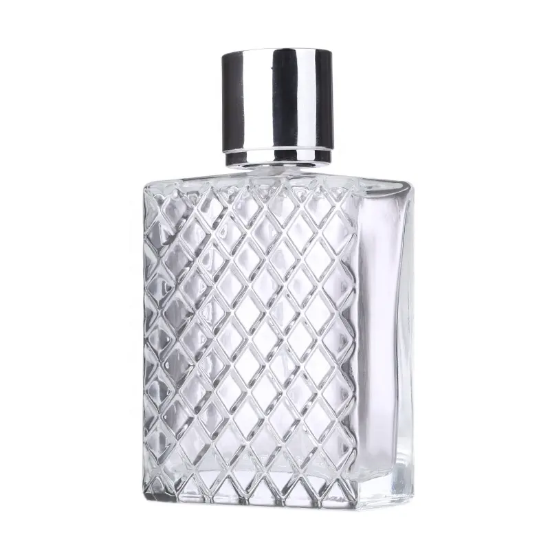Botol Parfum Aluminium Berbentuk Kisi 00ML, Botol Parfum Badan Kosmetik Kaca Transparan Penyemprot Aluminium