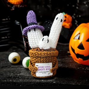 Halloween fait à la main décor de bureau citrouilles fantômes poupées à énergie positive Crochet câlin plante et cartes cadeaux de fête - Product Image 2