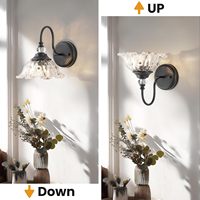 Applique murale sans fil à télécommande, à piles, avec abat-jour en verre transparent, motif floral vintage moderne en métal, style ferme, pour éclairage mural de vanité