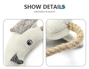 Anillo de rinoceronte de punto duradero con diseño de forma de animal, cuerda de peluche a granel, juguetes para masticar perros elegantes - Product Image 3