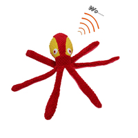 Échantillon Gratuit d'Usine en Stock Jouet Sonore en Peluche Douce Calamar Rouge à Longues Tentacules Jouet en Latex pour l'Entraînement du QI Jouet à Mâcher pour Chien