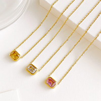 Collier pendentif solitaire minimaliste en acier inoxydable 316L PVD anti-ternissement avec zircon cubique taille émeraude, bijoux pour femme, vente en gros OEM