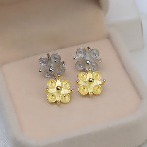 Wenchi Set de Joyería DIY Europeo Americano, Plata S925, Pendientes y Colgantes, Nuevo Diseño de Lazo, Cuentas de 3mm, Bandeja Vacía para Perlas 1334, para Mujer - Product Image 1